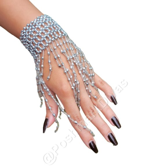 SilverTassel Choker Necklace & Arm Wrist Jewelry Accessory Halloween NEW - Picture 2 of 15